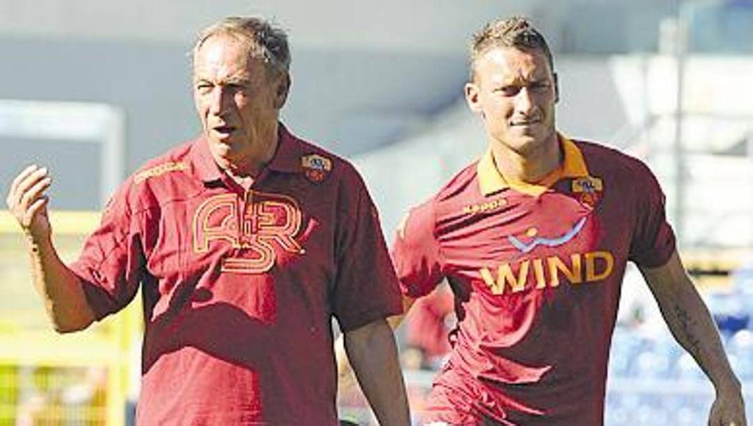Zdenek Zeman con Francesco Totti. 